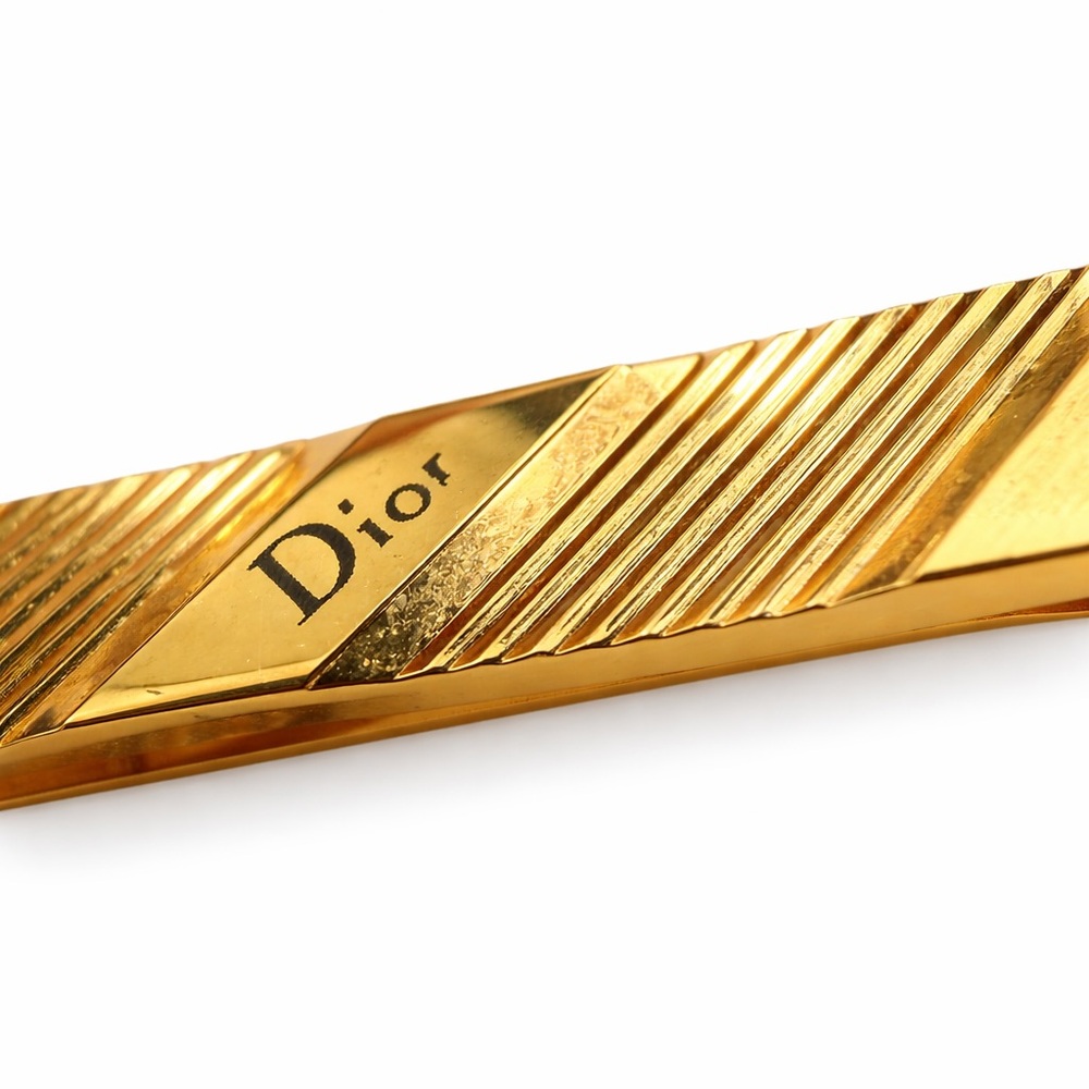 Dior Gold Diagonal-Pattern Men’s Tie Bar Clip